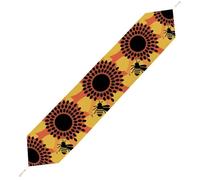 Bees and Sunflowers Table Runner for Dining Table, Short Plush Runners Washable & Durable Tablerunner Modern Home Decor for Wedding, Kitchen, Holiday 178*33cm