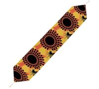 Bees and Sunflowers Table Runner for Dining Table, Short Plush Runners Washable & Durable Tablerunner Modern Home Decor for Wedding, Kitchen, Holiday 229*33cm