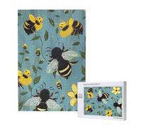Bees at Work Printed Jigsaw Puzzle with Storage Box, Wooden Puzzle for Adults and Kids, 1000 Pieces Family Fun Decorative Game