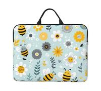 Bees-Flowers 14-Inch Laptop Case, Portable Laptop Computer Sleeve With Zipper Closure