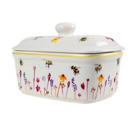 The Leonardo Collection Jennifer Rose Gallery Busy Bees Butter Dish with Lid | Decorative Ceramic Butter Keeper for Kitchen Use | Charming Bee-Themed Dish for Dining Table Or Gift Giving