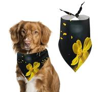 Bees Flying Over Flowers Dog Bandana Triangle Dog Scarf Washable Polyester Dog Bibs Cute Pet Bandana for Medium Large Dogs Puppy and Cats