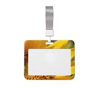Bees Gather Nectar Id Badge Holder with Lanyard-Horizontal Card Protector, Clear Abs Hard Shell for Work Office Events