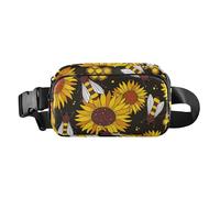 Bees Happy Good Luck Honeycombs Gold Sunflower Floral Fashionable Fanny Waist Pack for Women Men Small Chest Bag Belt Bag with Adjustable Strap for Travel Vacation Running