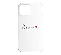 Bees Heart Handwritten Typography Case for iPhone 16 Pro Max