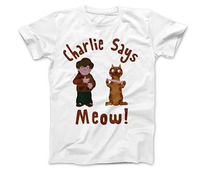 Bees Knees Tees Charley Says Meow T-Shirt White