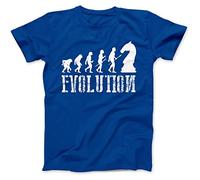 Bees Knees Tees Chess Player Evolution Chessboard T-Shirt Royal Blue