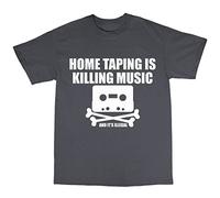 Bees Knees Tees Home Taping is Killing Music T-Shirt Charcoal