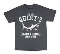 Bees Knees Tees Quint's Shark Fishing T-Shirt Charcoal