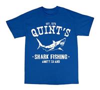 Bees Knees Tees Quint's Shark Fishing T-Shirt Royal Blue
