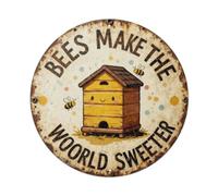 BEES MAKE THE WORLD SWEETER Metal Tin Sign Plaque