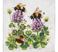 Bees on Clover Flowers DIY 11CT Counted Cross Stitch Kits for Beginners Easy Stamped Fabric Embroidery Needlecraft Art Wall Decor 38x38cm(3)