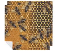 Bees on Hive Cloth Napkin 2 PCS Table Dinner Napkins Washable & Reusable Cloth Napkins Washable Tablecloth for Party, Wedding, Lunch, Dinners, Banquet, Christmas