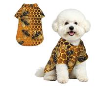 Bees On Hive Dog Hawaiian Shirt, Breathable Cool Dog Summer Clothes Soft Comfortable Puppy Clothes for Small to Medium Dog Party Costume
