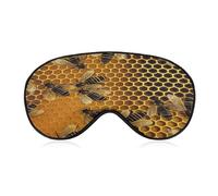 Bees on Hive Sleep Mask Personality Eye Sleep Shade Cover Comfortable Breathable Sleeping Blindfold Soft Comfortable Night Eye Cover Adjustable Band Eye Mask for Men Women