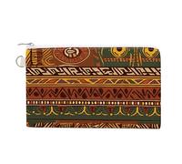 Bees on Hive Wallet for Men Women Canvas Coin Purse Zippered Change Holder with Secure Closure, African National Patterns, One Size