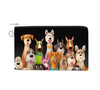 Bees on Hive Wallet for Men Women Canvas Coin Purse Zippered Change Holder with Secure Closure, Dogs, One Size