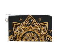 Bees on Hive Wallet for Men Women Canvas Coin Purse Zippered Change Holder with Secure Closure, in Gold and Black, One Size, In Gold and Black