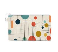 Bees on Hive Wallet for Men Women Canvas Coin Purse Zippered Change Holder with Secure Closure, Modern Mid Century, One size