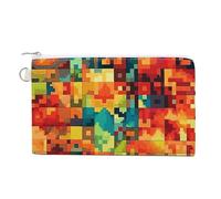 Bees on Hive Wallet for Men Women Canvas Coin Purse Zippered Change Holder with Secure Closure, Pixel art pattern, One Size, Pixel Art Pattern