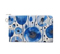 Bees on Hive Wallet for Men Women Canvas Coin Purse Zippered Change Holder with Secure Closure, White Blue Ink, One Size, White Blue Ink