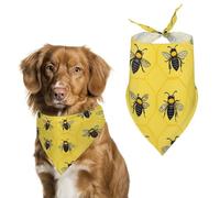Bees on Honey Comb Funny Dog Bandanas Adjustable Pet Neckerchief Summer Triangle Scarf for Small Medium Large Pets