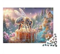 Bees on The Hive 1000 Pc Cardboard Puzzles Jigsaw for Adults Teens 12-18 Super Challenging Brain Teaser Educational Learning Bee on Honeycomb Puzzle 70x50cm/1000pcs