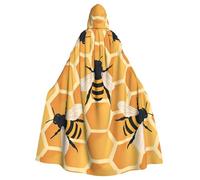 Bees On The Hive Unisex Hooded Cloak For Halloween Cosplay Costume, Adult Vampire Cape Witch Robe With Hood
