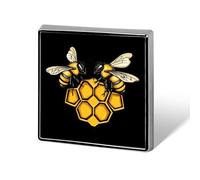 Bees on Top of Honeycombs Square Enamel Brooch Pin Button Badges Decoration Hat Clothing Bag Accessories Gift Crafts