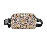 Bees on Yellow Women Men Teenagers Trendy Waist Pack Crossbody Bag for Shopping Sports Work, Abstract Leopard Cheetah Skin Shapes, One Size