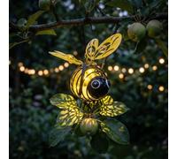 Bees Solar Lights Outdoor Garden, Hanging Metal Bees Lanterns Painted Iron Art Crafts, Solar Fairy Lights Outdoor, Decorative Lights for Garden, Lawn, Patio, Party, Christmas, Holiday (2Pc)