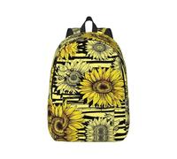 Bees Sunflowe Canvas Backpack Travel Laptop Bag, Anti-Water And Ergonomic Straps For College Work, Black, M