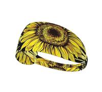 Bees Sunflowe Print Printed Hairband Sport Hairband, Stretchy Wide Hairband, Unisex Casual Hairband