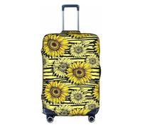 Bees Sunflowe Suitcase Cover Elastic Washable Luggage Cover Scratch Protector Multiple Sizes, White, Large