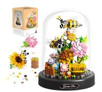 Bees & Sunflower Building Toy Kit - 588 Pcs Mini Buliding Blocks Set, Garden Flower Bouquet Animal Insect Botanical Plant Construction Brick for Adult Kid, Gifts for Birthday Valentine's Day Christmas