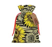 Bees Sunflower Print Drawstring Pouch For Gifts,Reusable Adorable Gift Bags,Perfect For Jewelry And More