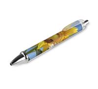 Bees Sunflowers Daisy Rose Flowers Ballpoint Pens Retractable Black Ink Ballpoint Pens 0.5mm Medium Point Smooth Writing Pattern Pen with Super Soft Grip Cute Work Supplies for Men Women 1 PCS