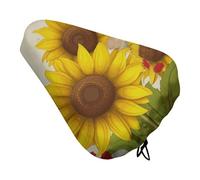 Bees Sunflowers Daisy Rose Flowers Bike Seat Rain Cover Waterproof Dustproof Bikes Saddle Cushion Soft Bicycle Seat Pad Covers with Drawstring for Men Women
