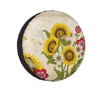 Bees Sunflowers Daisy Rose Flowers Christmas Single Axle Wheel Covers,Fits Tires Single Buckle For Rvs,Trucks,All Year Round