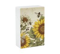 Bees Sunflowers Daisy Rose Flowers Cigarette Case 85mm King Size, Crushproof Plastic Cigarette Box Holder for Men Women Cigar Protective Cover Waterproof Cigarettes Holder 20 Capacity