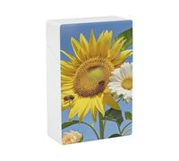 Bees Sunflowers Daisy Rose Flowers Cigarette Case - Portable Cigarette Box Lightweight Holder Case for Travel Waterproof Plastic Cigarettes Boxes Pocket Size Storage Box for 20 Cigarettes
