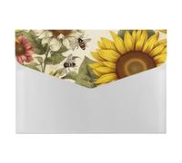 Bees Sunflowers Daisy Rose Flowers File Folder, Plastic Accordion File Folders with 6 Pockets, Expanding File Organizer with Snap Closure, Portable Document Paper Organizer, Office Supplies Filing Fol