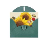 Bees Sunflowers Daisy Rose Flowers Greeting Cards Blank Note Cards with Envelopes Happy Birthday Card Thank You Card Wedding Party Invitation Cards for All Occasions 4x6 Inch
