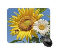 Bees Sunflowers Daisy Rose Flowers Mouse Pad 20 * 25cm - Non-Slip Rubber Base Mouse Mat Portable Square Desk Mat for Office, Laptop, Travel, Wireless Mice Mats - Waterproof & Durable Design
