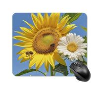 Bees Sunflowers Daisy Rose Flowers Mouse Pad 25 * 30cm - Non-Slip Rubber Base Mouse Mat Portable Square Desk Mat for Office, Laptop, Travel, Wireless Mice Mats - Waterproof & Durable Design