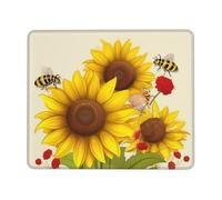 Bees Sunflowers Daisy Rose Flowers Mouse Pad Waterproof Gaming Mousepad for Office Computer Mousepads for Desk Pad with Non-Slip Rubber Base Washable Cloth Mouse Mat 10 x 12 inch