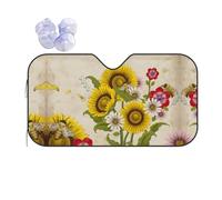 Bees Sunflowers Daisy Rose Flowers Printing Windshield Sun Shade Foldable Car Sunshades Reflect Sun Heat Protect Your Car,Standard Size