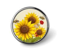 Bees Sunflowers Daisy Rose Flowers Round Badge Pin Funny 1 Inch Button Brooch Lapel Pins Fashion Hat Shirt Pin Tie Tack Pinback Buttons Badge Party Supplies Decor Badges For Clothing Coat Hat Dress Fo
