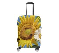 Bees Sunflowers Daisy Rose Flowers Suitcase Covers Luggage Protector - Travel Elastic Baggage Case Protective, Washable Anti-scratch Large Suit Case Cover for Suitcases Fits 19-32 Inch Luggages, white