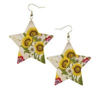 Bees Sunflowers Daisy Rose Flowers Women's Fashion Earrings, Celestial Dangle Earrings, Star Shape Jewelry for a Versatile